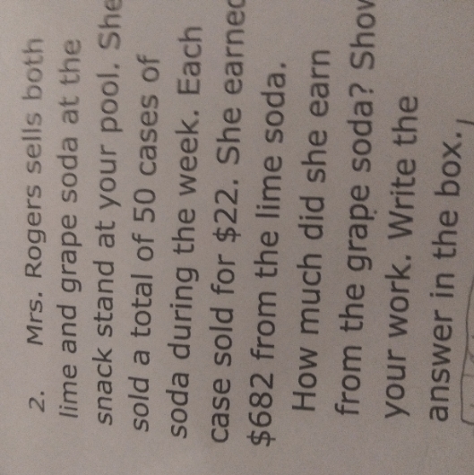 solve the problem Mrs. Rogers sells both lime and