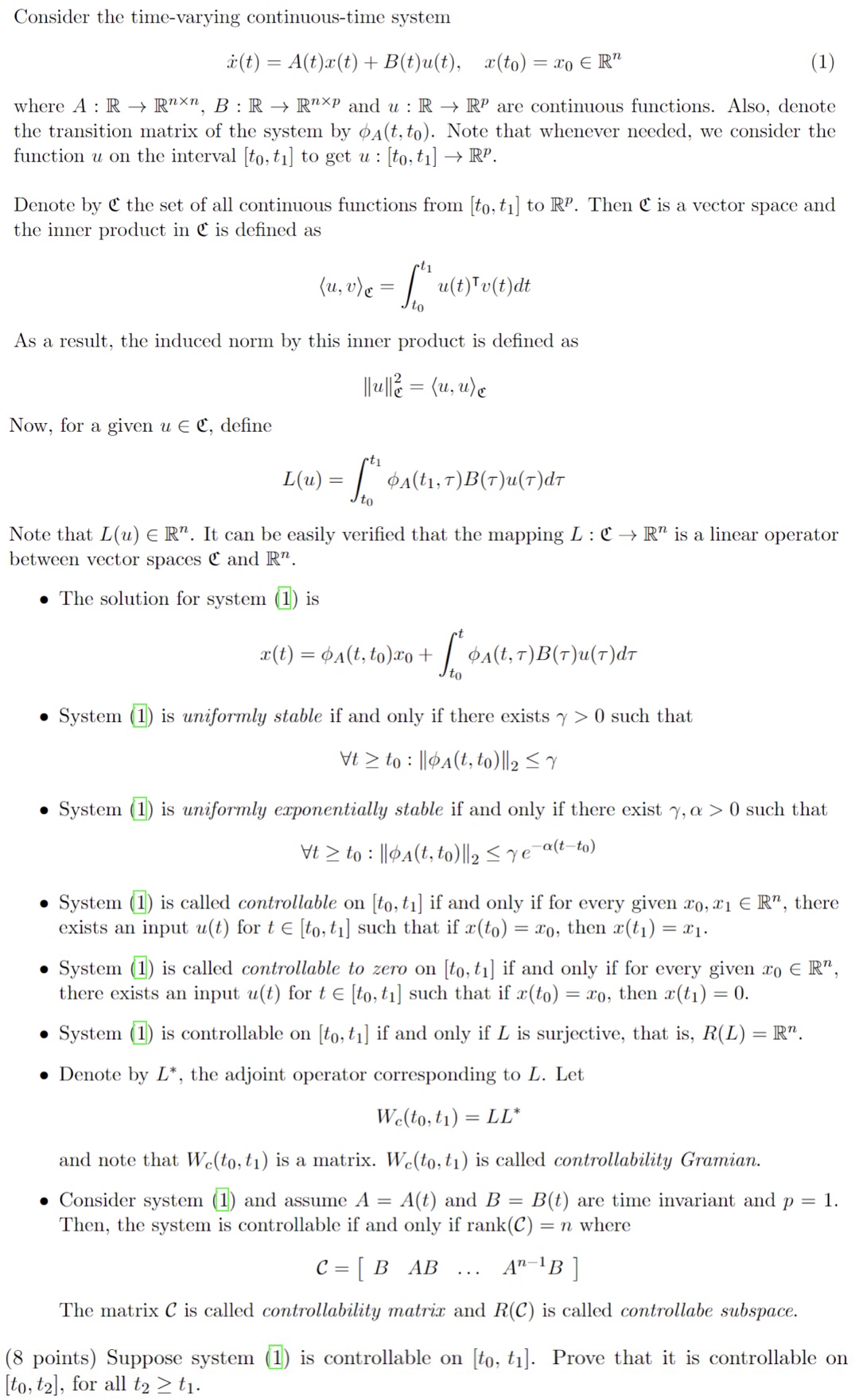 Consider the time-varying continuous-time system