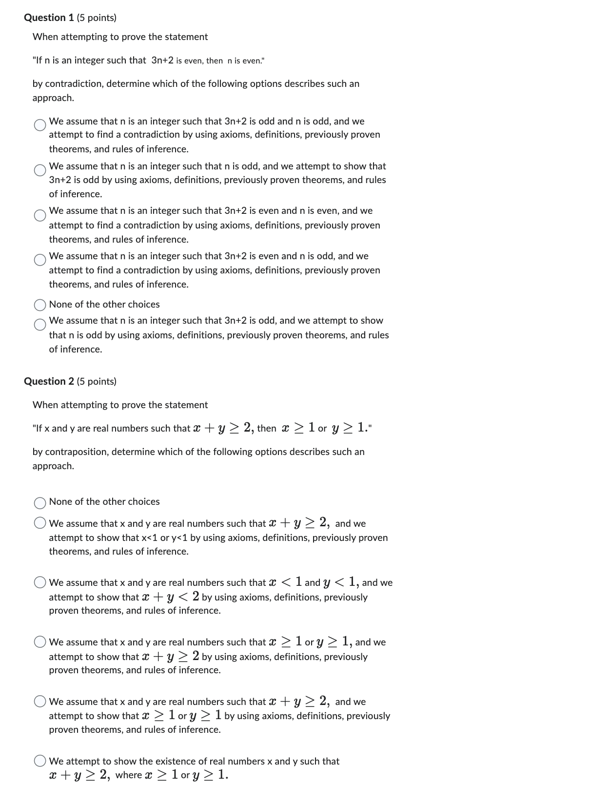 Question 1 [5 points] Select all the elements of