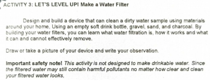 ACTIVITY 3: LET'S LEVEL UP! Make a Water