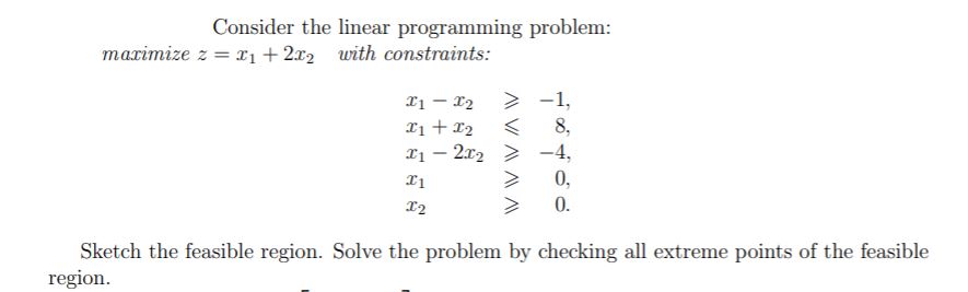 feasible region problem Consider the Iinear