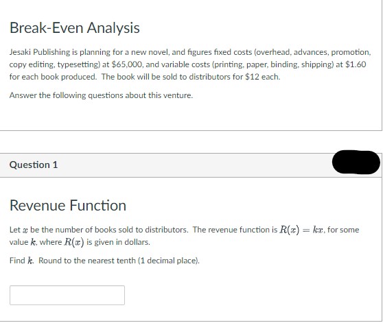 Break-Even Analysis Jesaki Publishing is planning