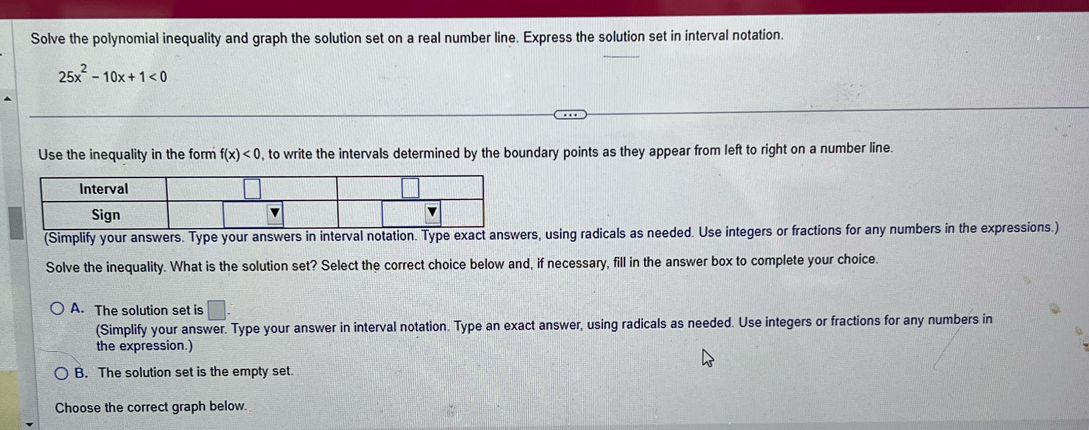 Solve the polynomial inequality and graph the
