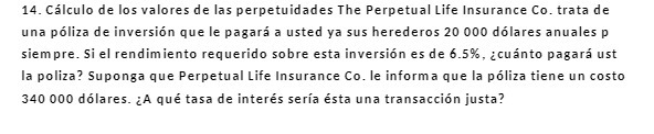 14. Calculo de los valores de las perpetuidades