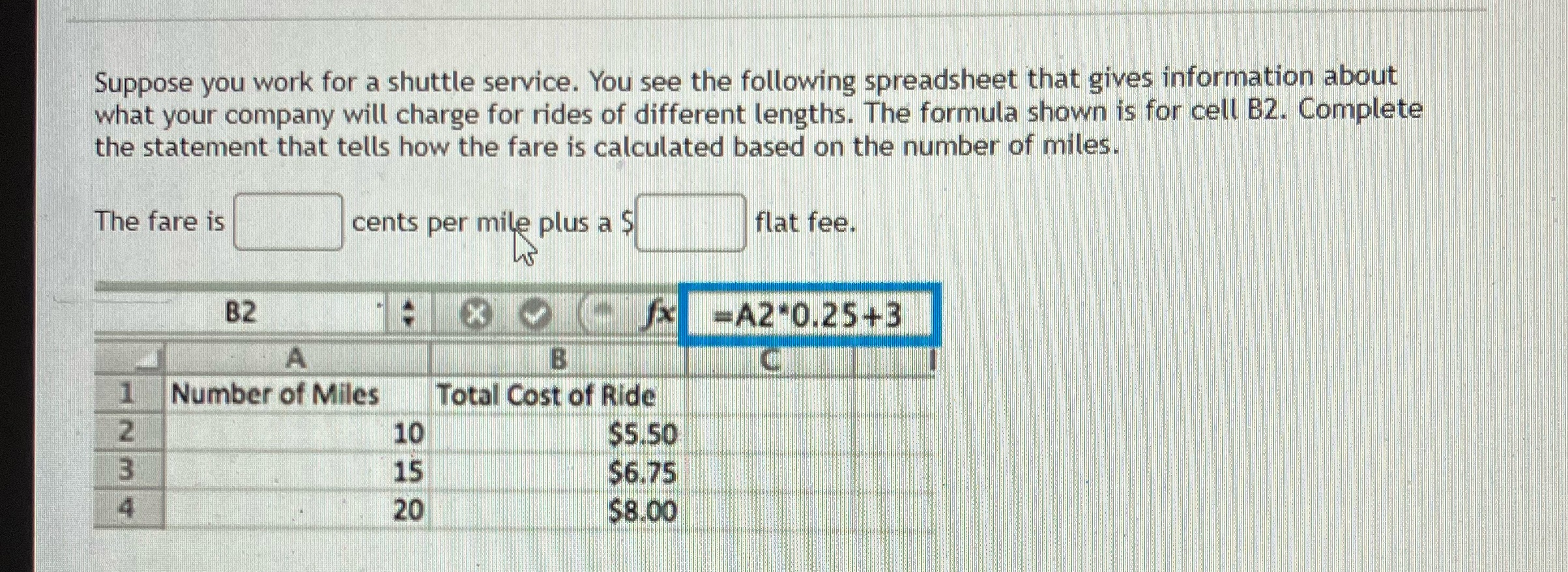 Suppose you work for a shuttle service. You see