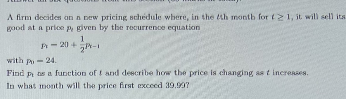 A firm decides on a new pricing schedule where,