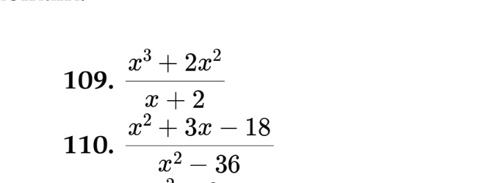 Simplify each rational expression . also , list