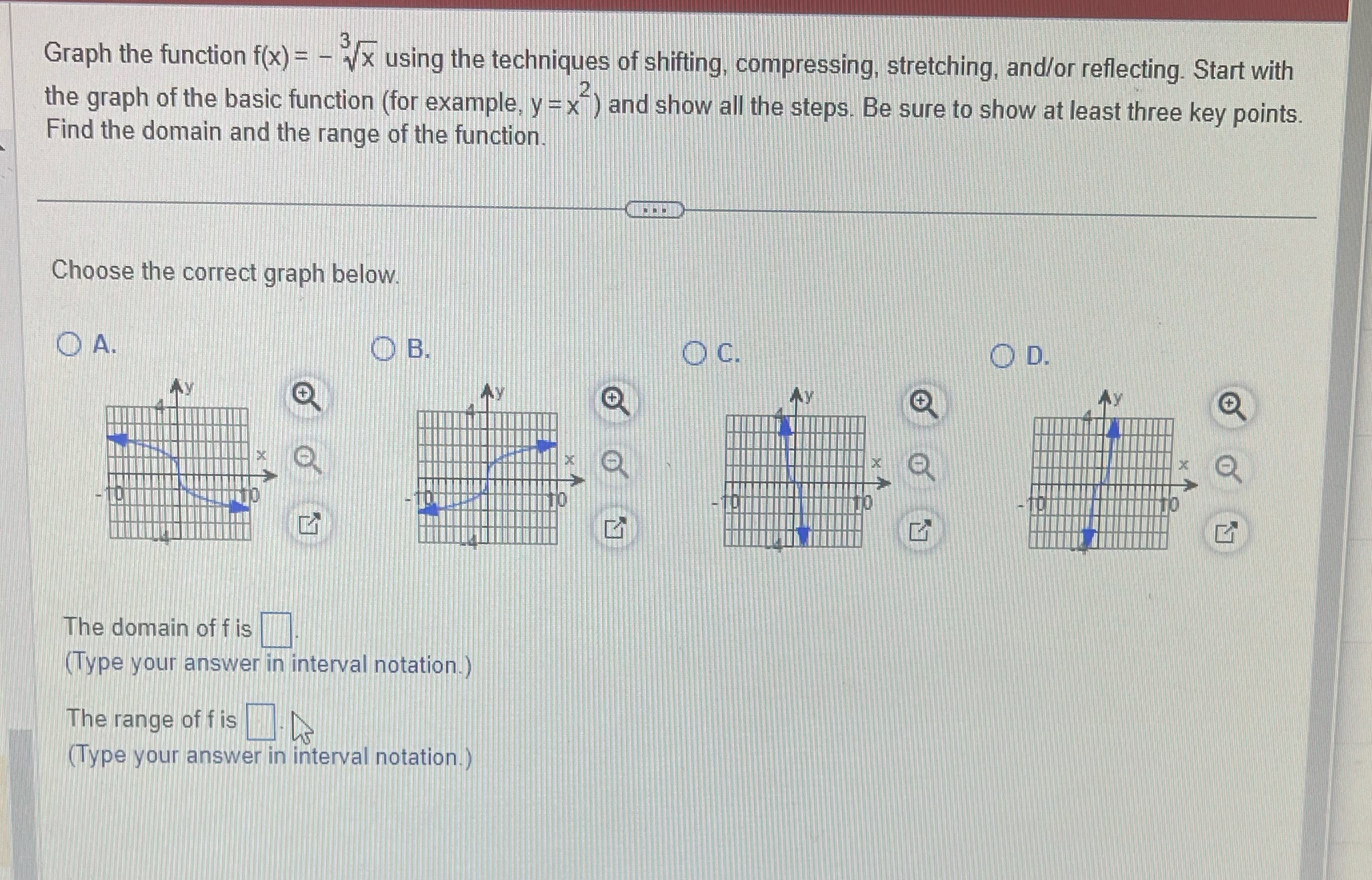 Graph the function f(x) = - vx using the