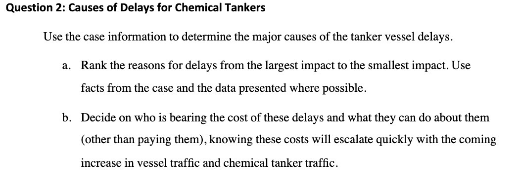 Question 2: Causes of Delays for Chemical Tankers