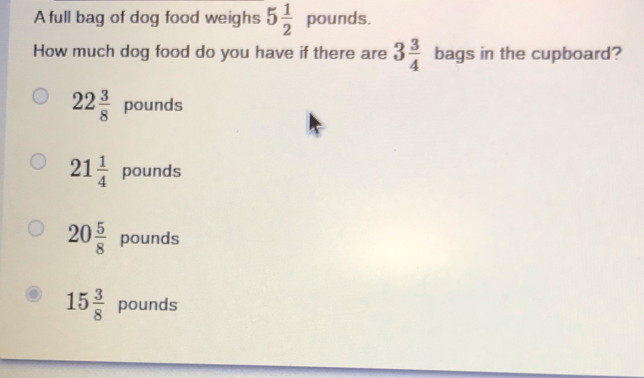 A full bag of dog food weighs 5 _ pounds. N How