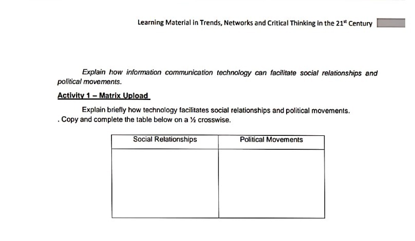 Learning Material in Trends, Networks and