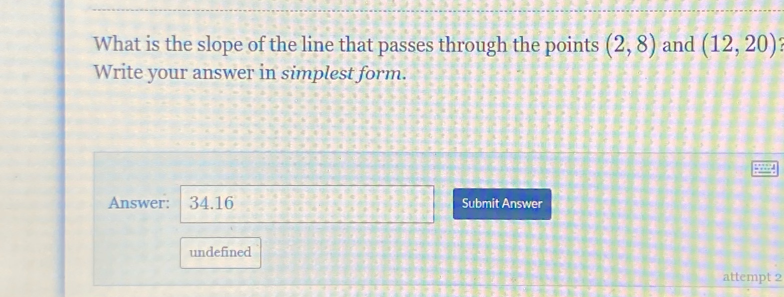 What is the slope of the line that passes through
