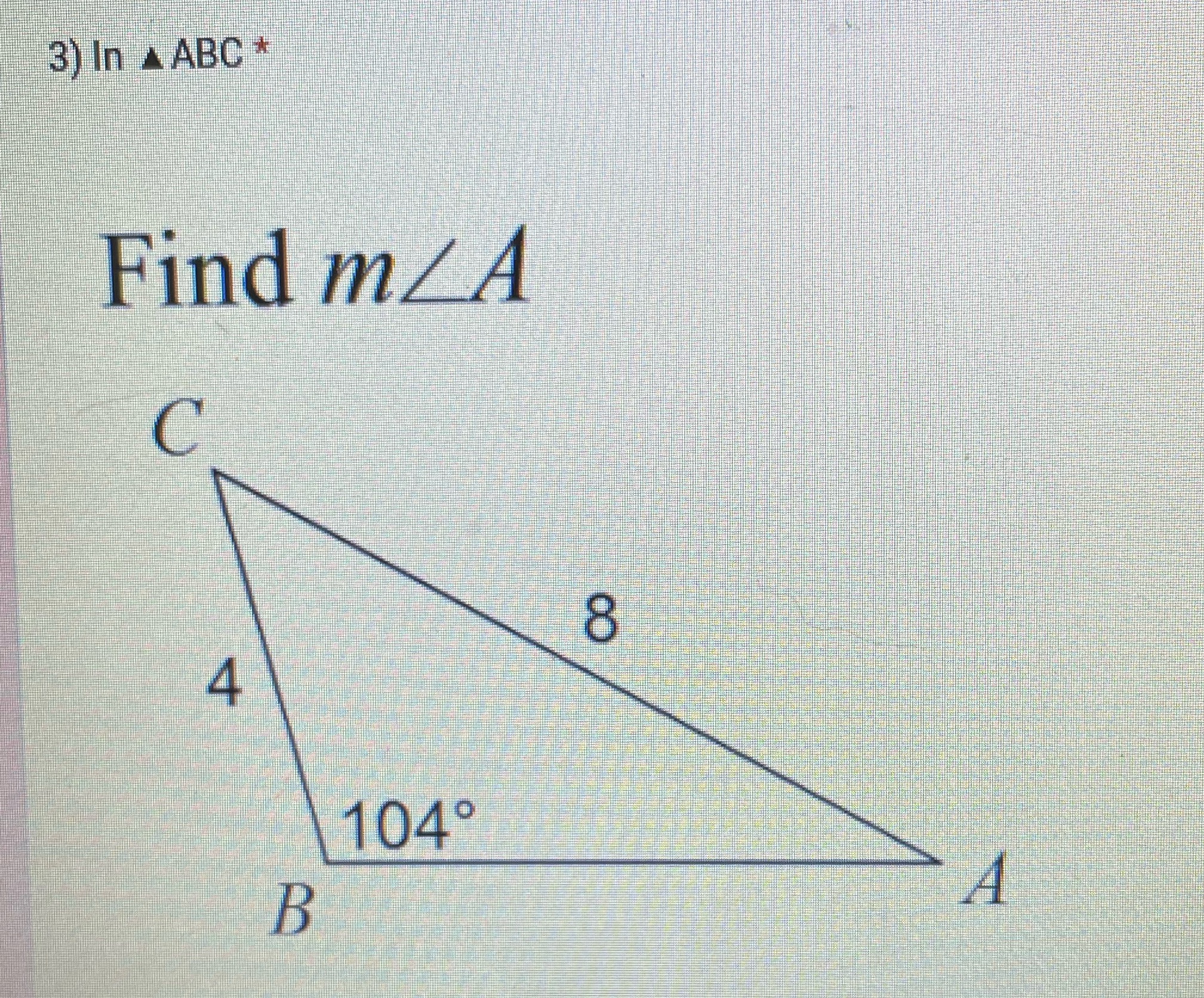 Find the missing angle using the law of sine.