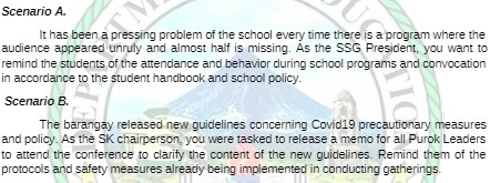 Scenario A. It has been a pressing problem of the