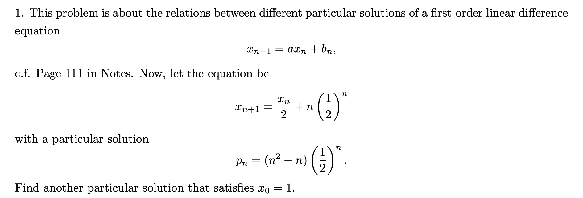 1. This problem is about the relations between