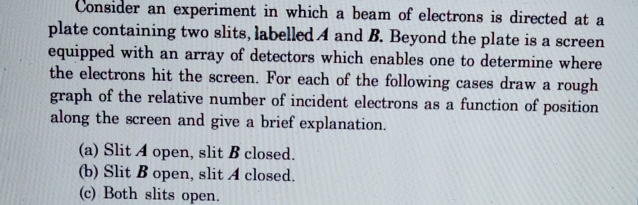 Consider an experiment in which a beam of