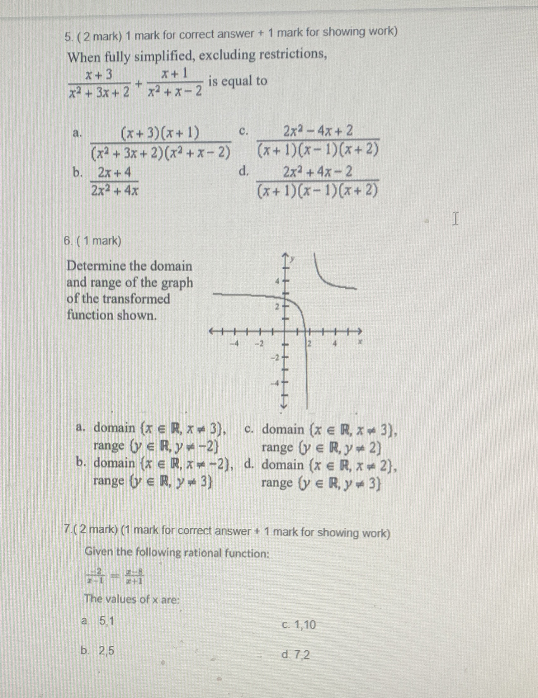 This is grade 11 math rational functions 5. ( 2