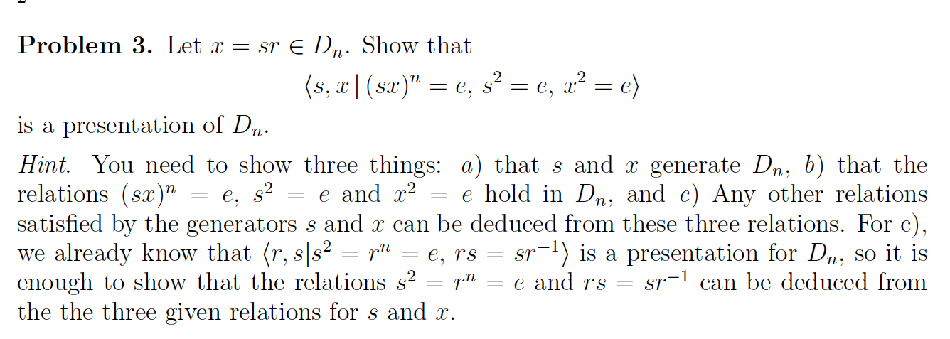 Problem 1. Let n E Z. be a fixed element. 1.1.