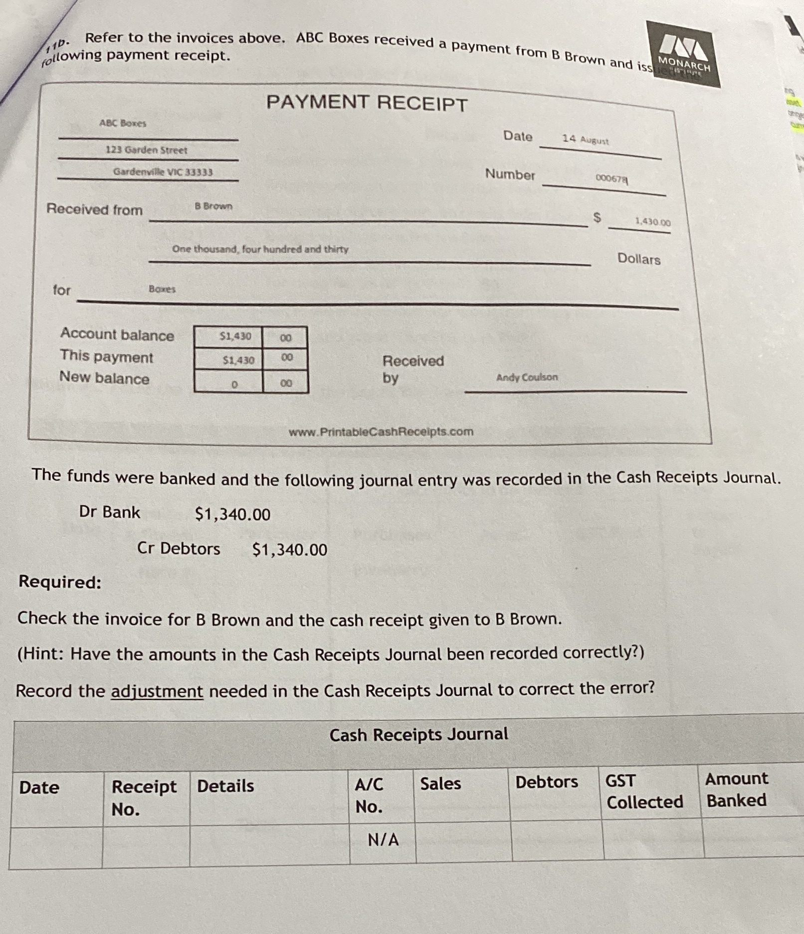 1b. Refer to the invoices above. ABC Boxes