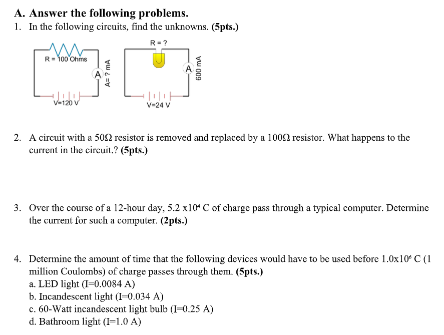 A. Answer the following problems. 1. In the