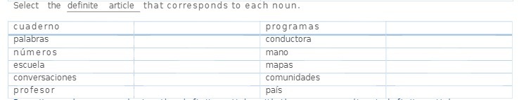 Select the definite article that corresponds to