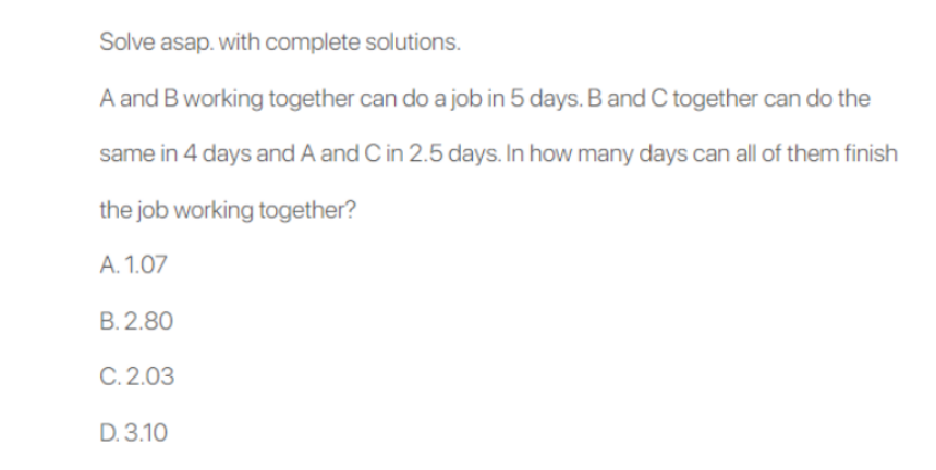 Solve asap. with complete solutions. A and B
