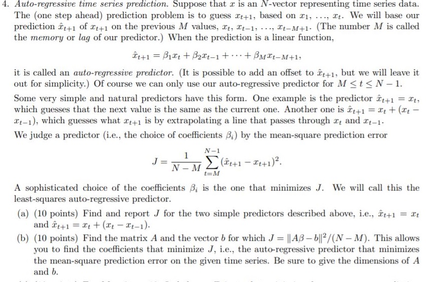 4. Auto-regressive time series prediction.
