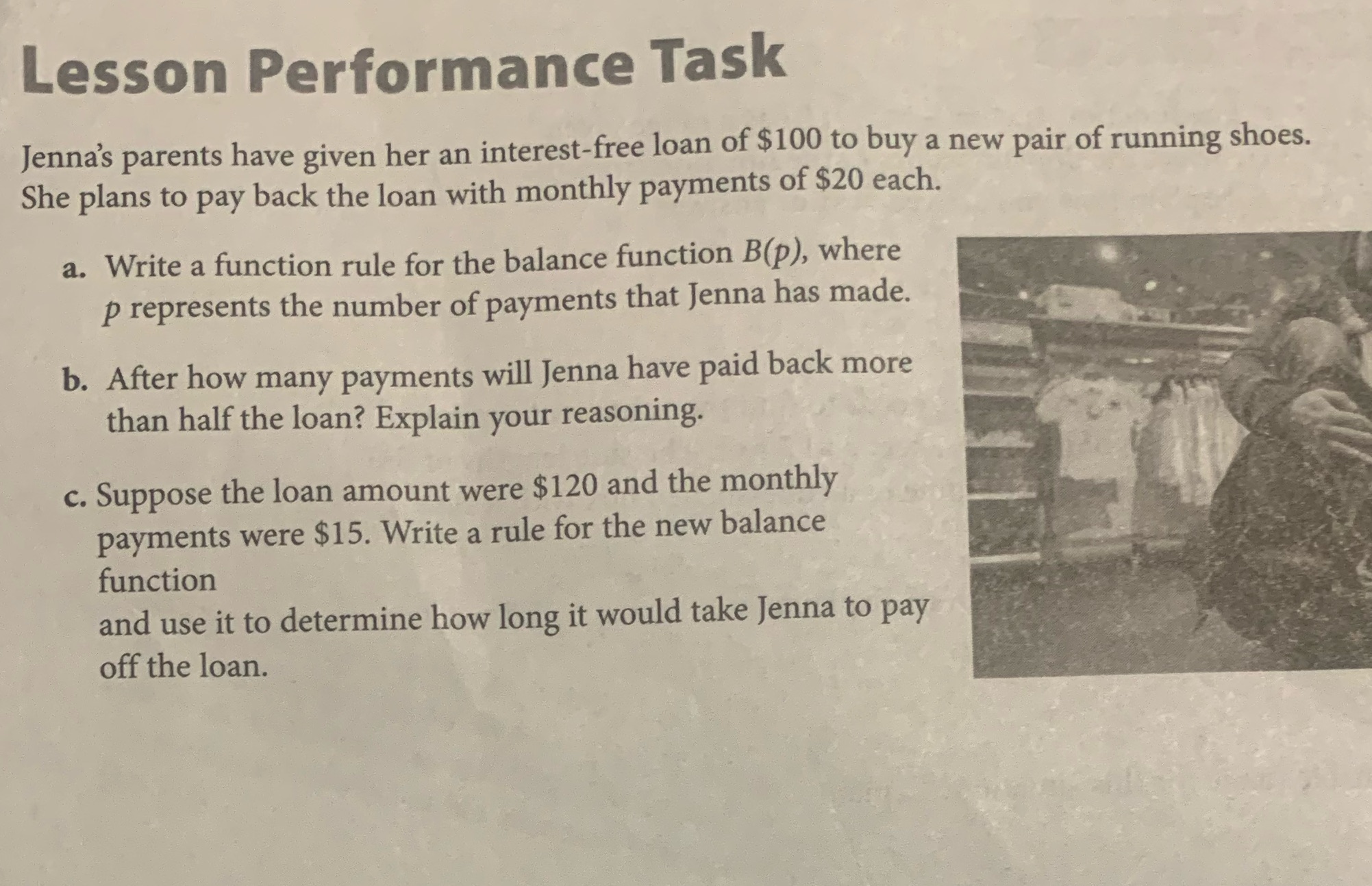 Lesson Performance Task Jenna's parents have