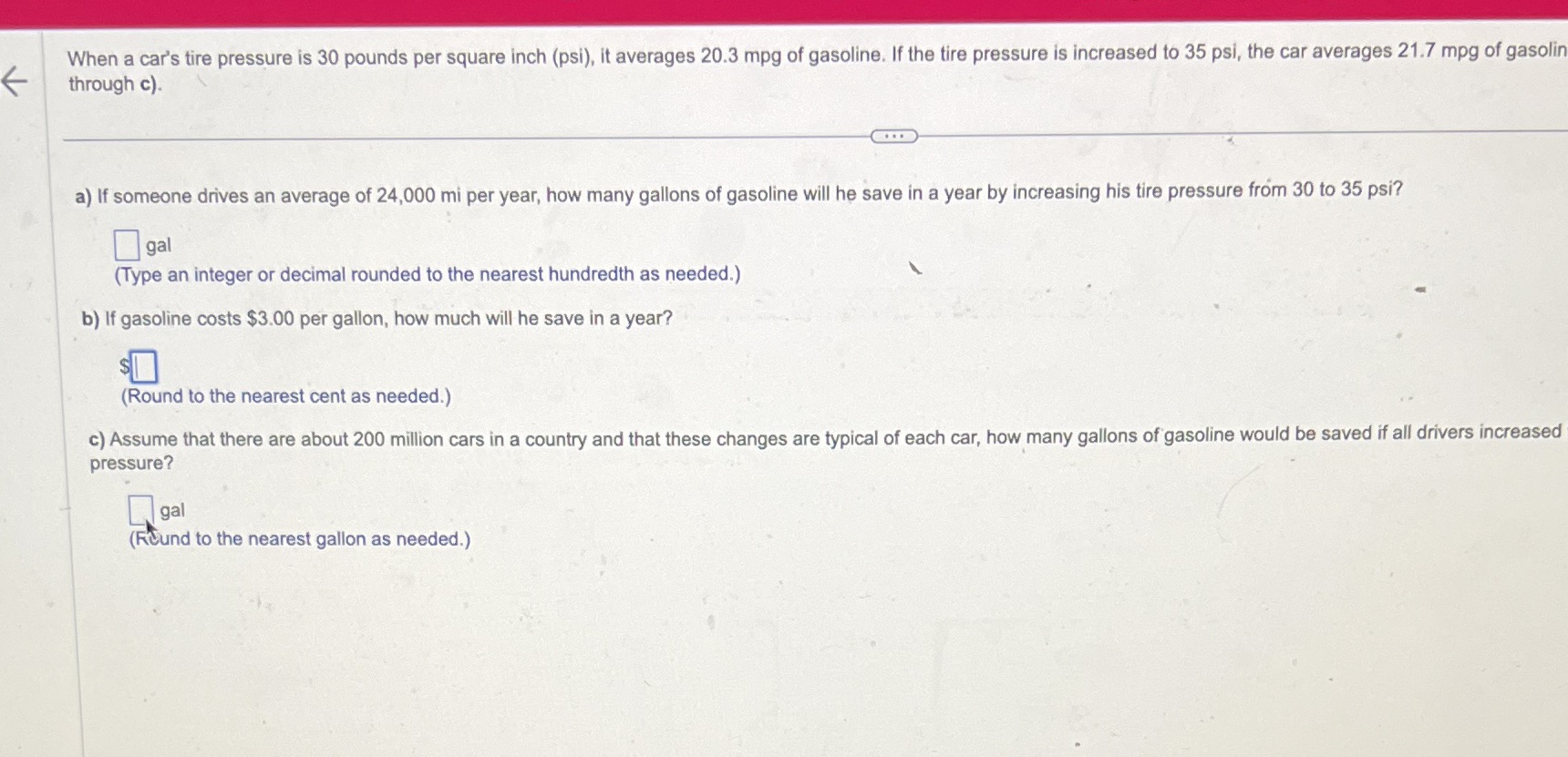 When a car's tire pressure is 30 pounds per