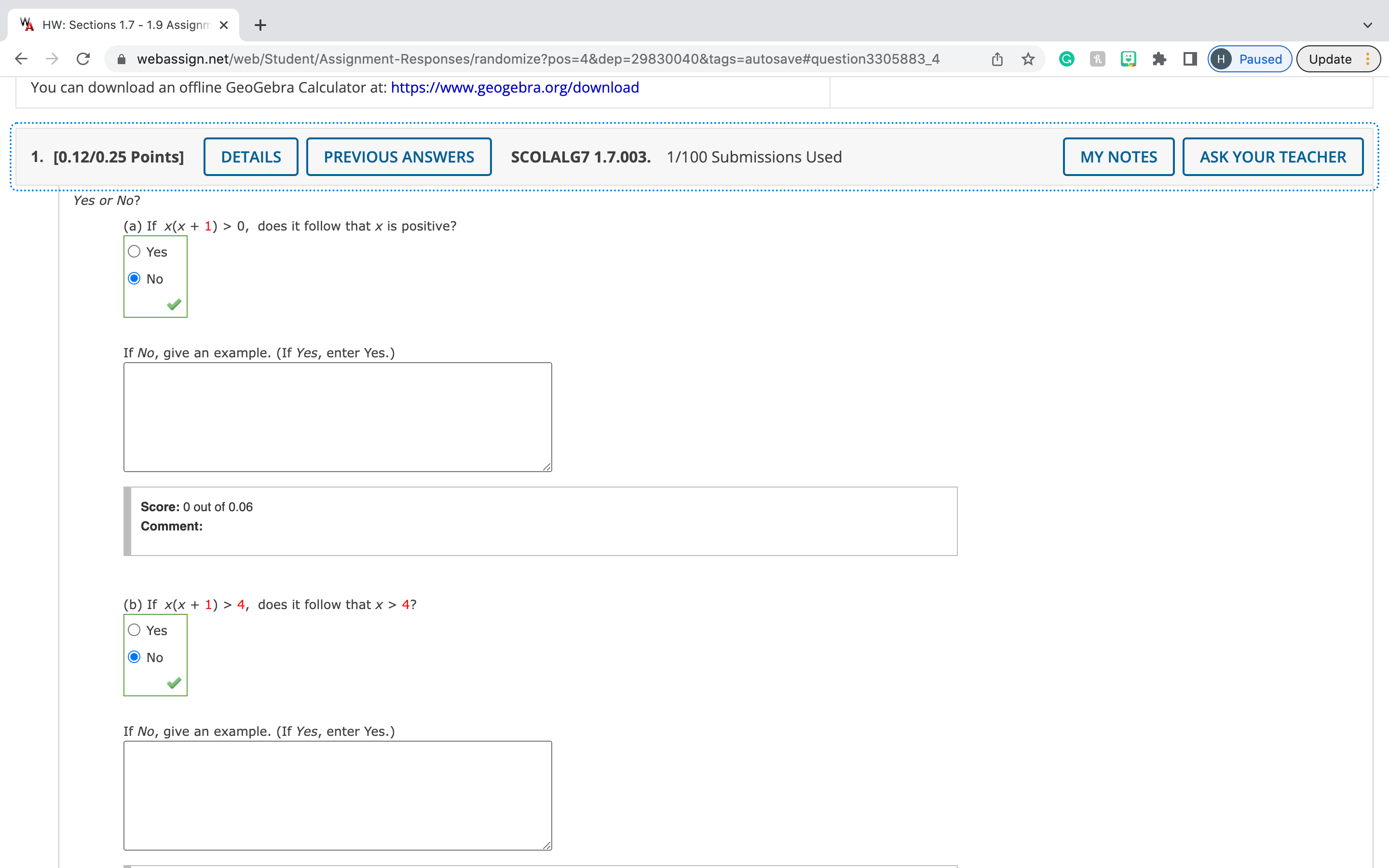 VA HW: Sections 1.7 - 1.9 Assignm X + C