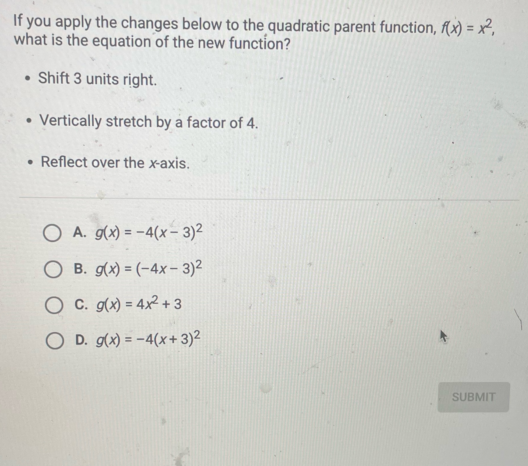 If you apply the changes below to the quadratic