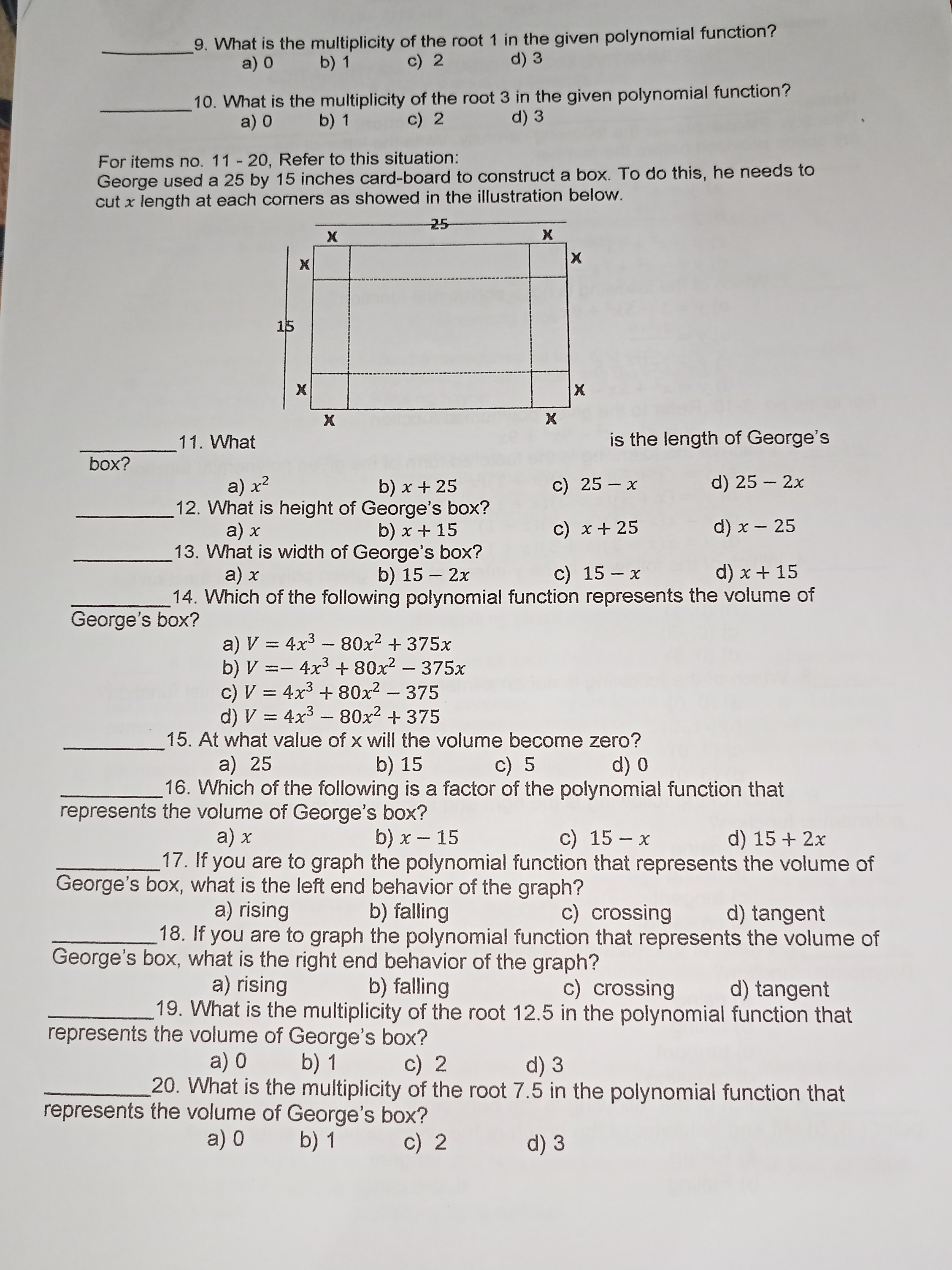 9. What is the multiplicity of the root 1 in the