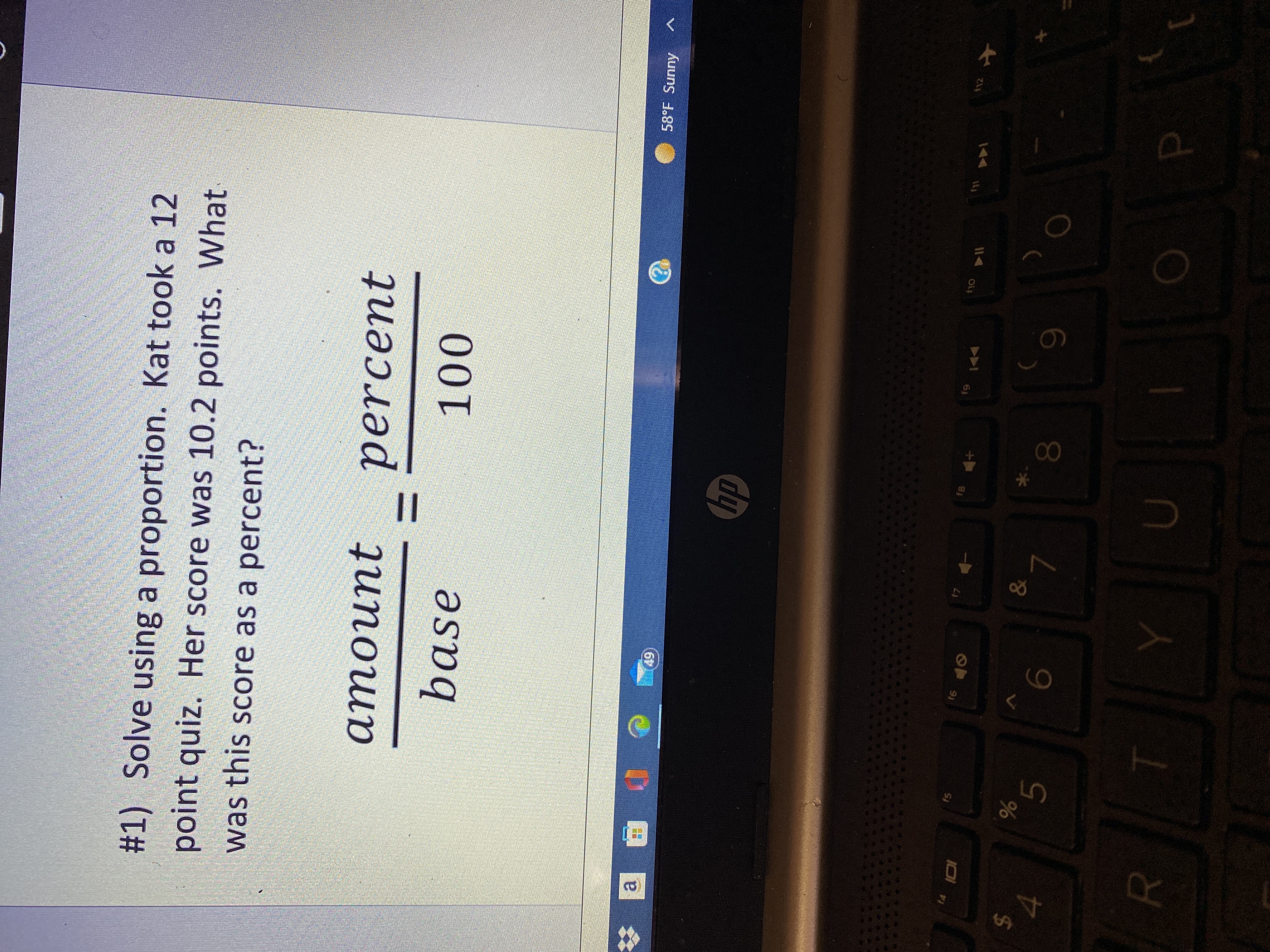 #1) Solve using a proportion. Kat took a 12 point