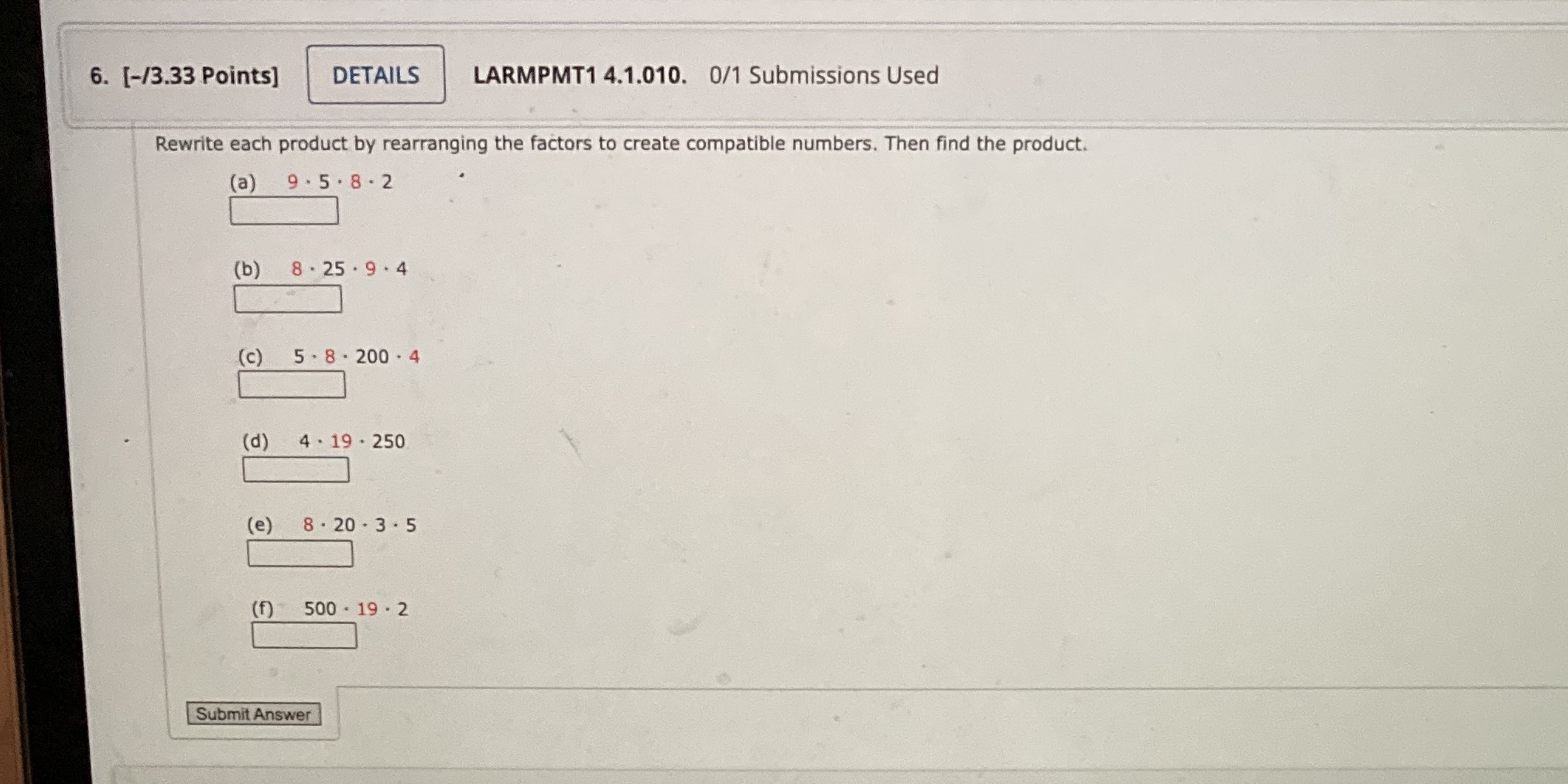 6. [-/3.33 Points] DETAILS LARMPMT1 4.1.010. 0/1