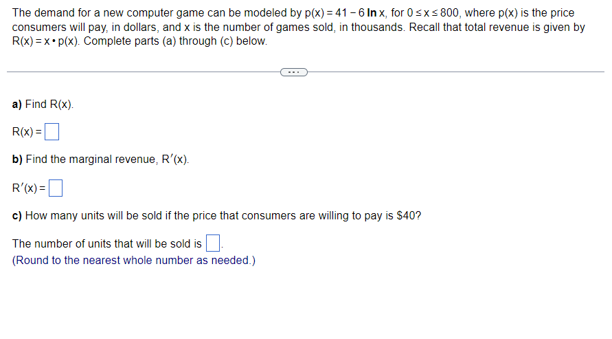 The demand for a new computer game can be modeled