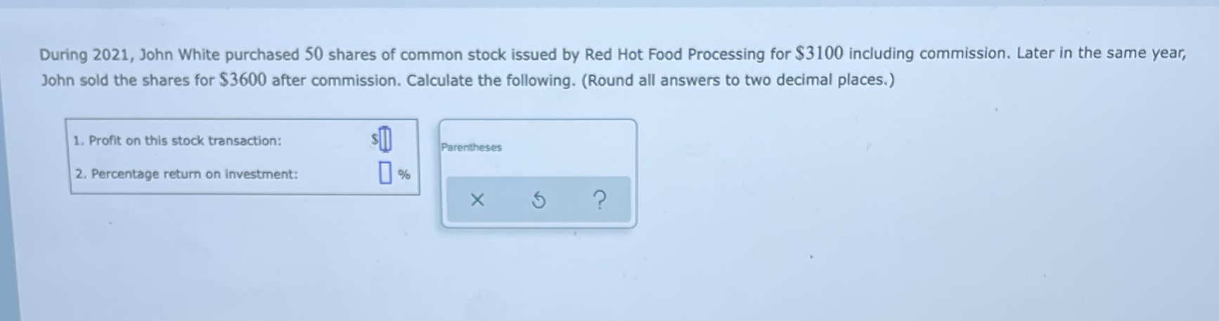 During 2021, John White purchased 50 shares of