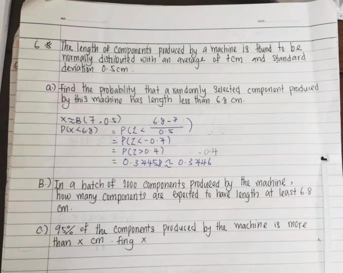 DATE 6 8 The length of components produced by a