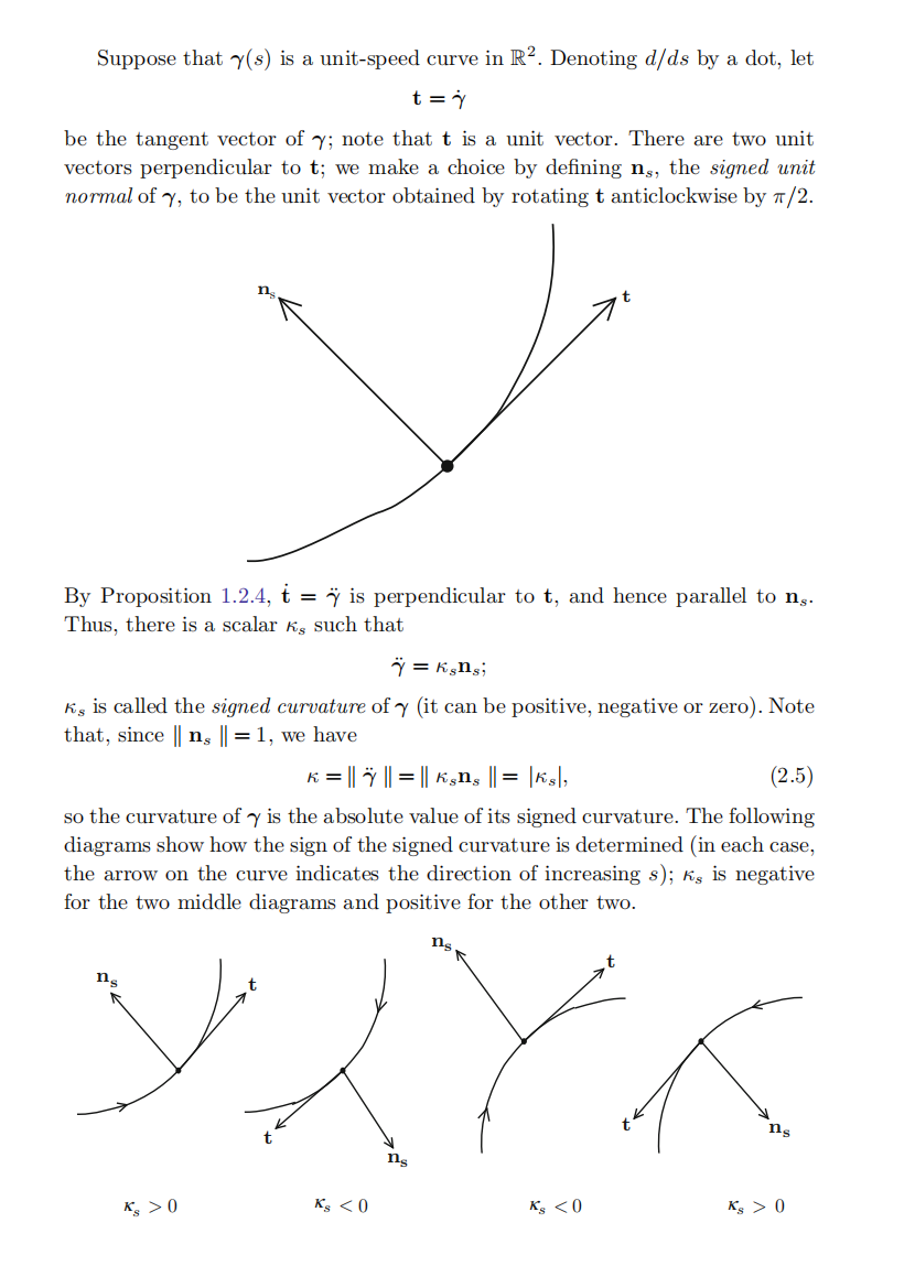2. The signed curvature of a regular curve 1r :