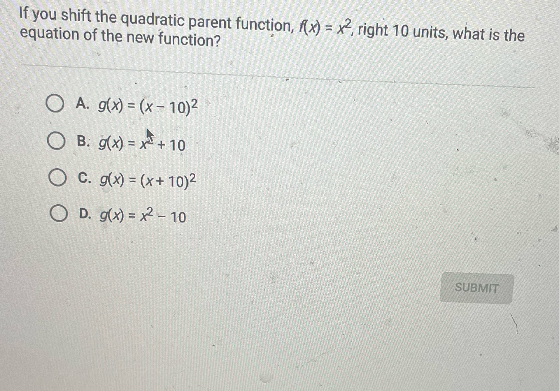What's the answer? If you shift the quadratic