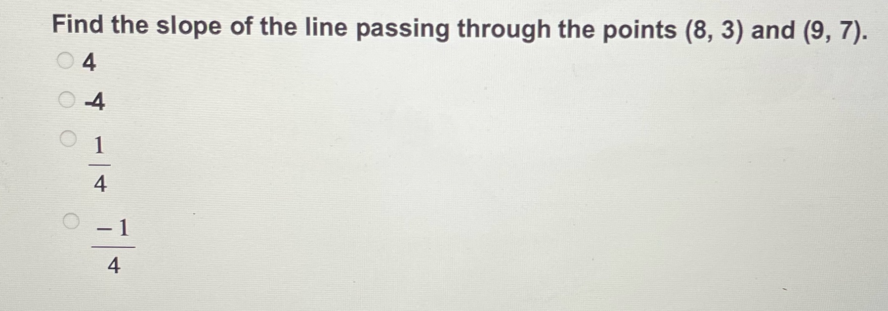 Find the slope of the line passing through the