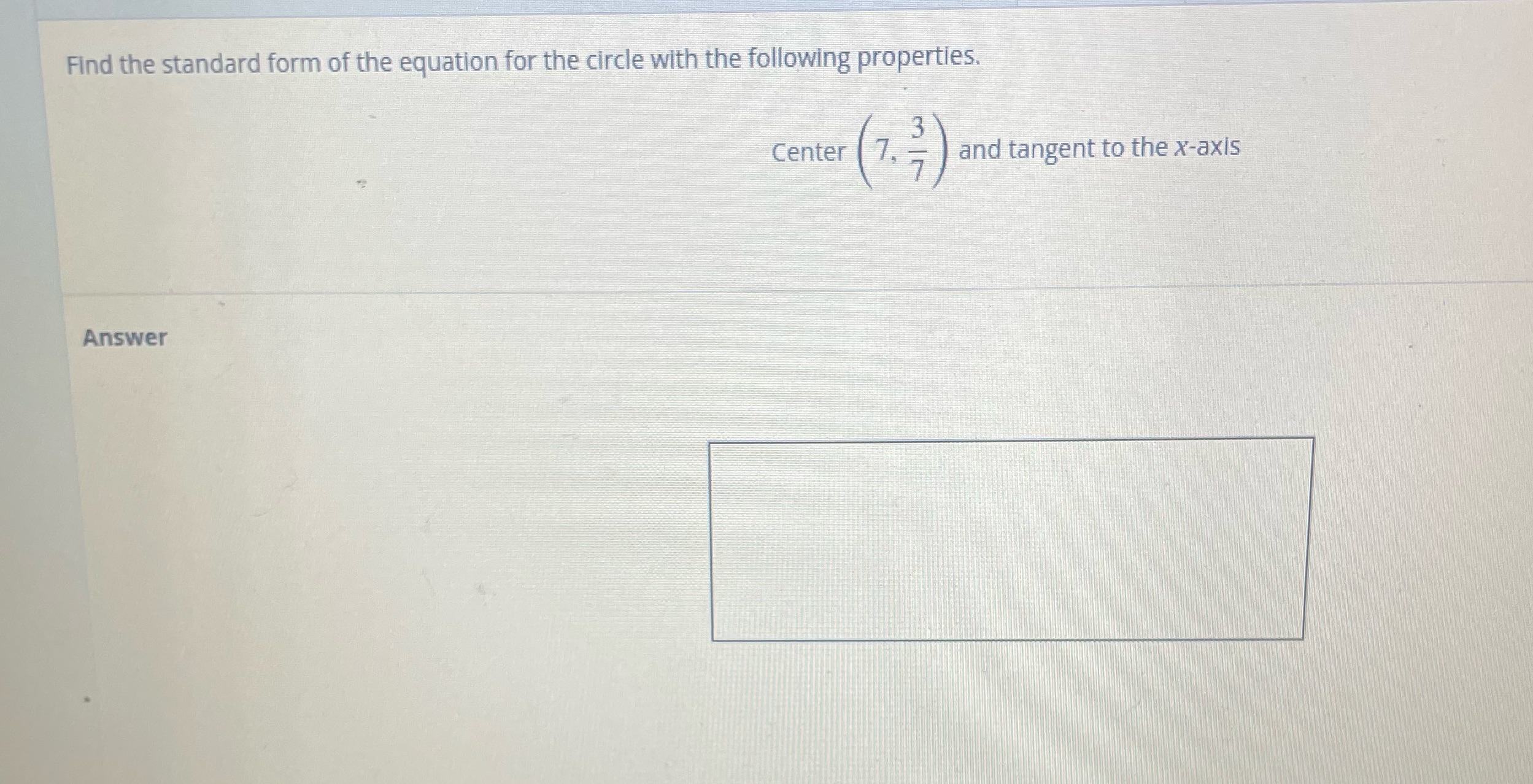 Find the standard form of the equation for the