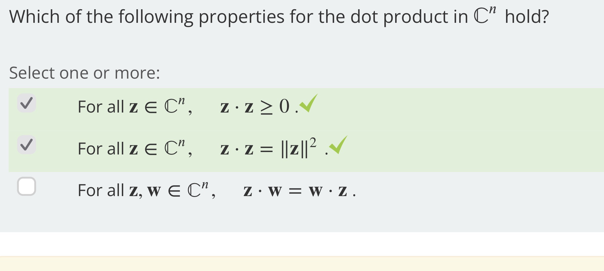 w?hy Which of the following properties for the
