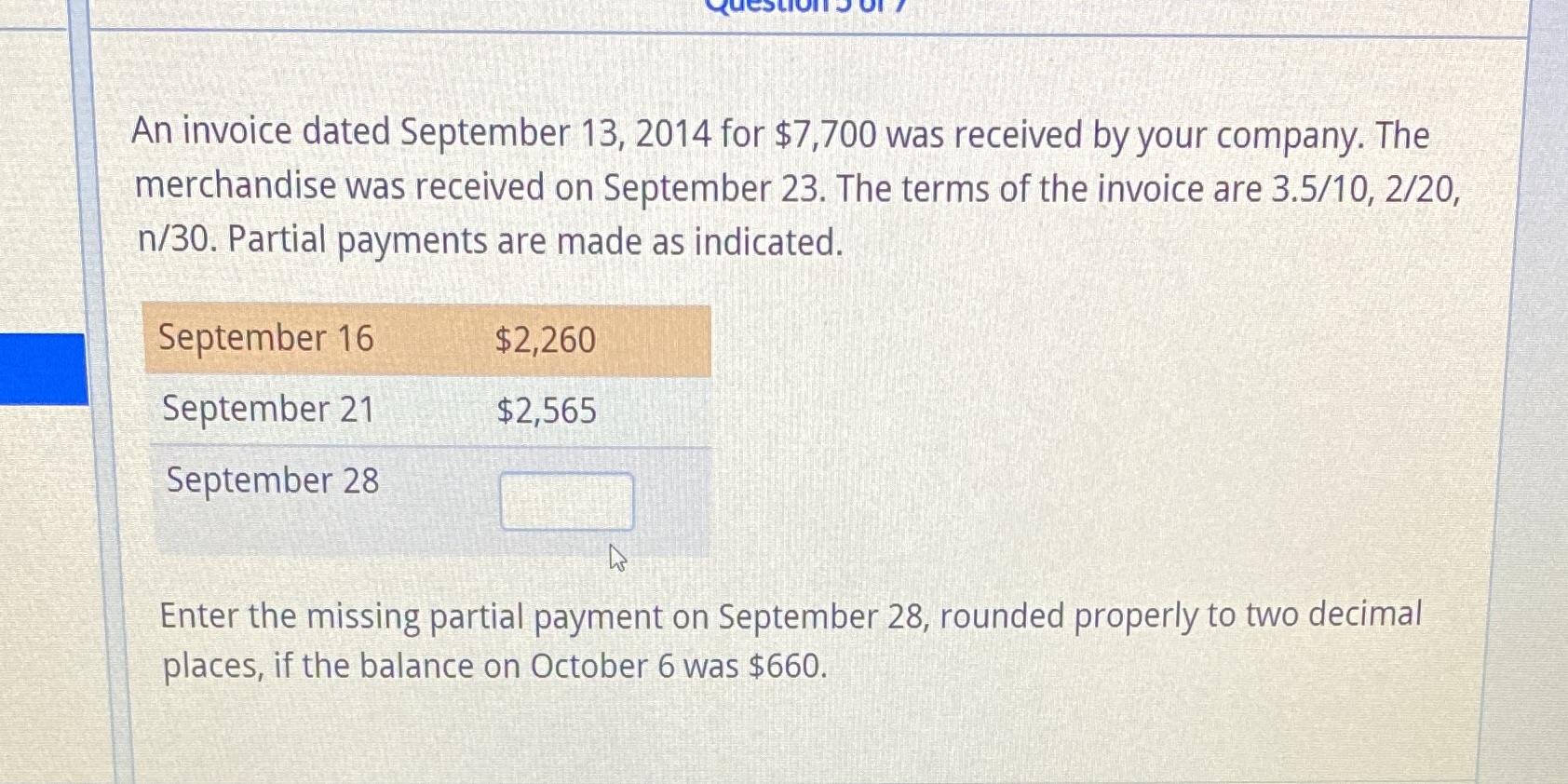An invoice dated September 13, 2014 for $7,700