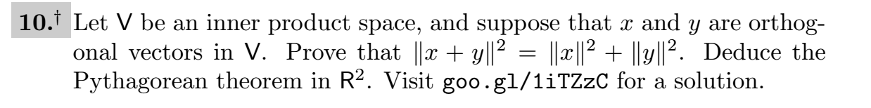 10. Let V be an inner product space, and suppose