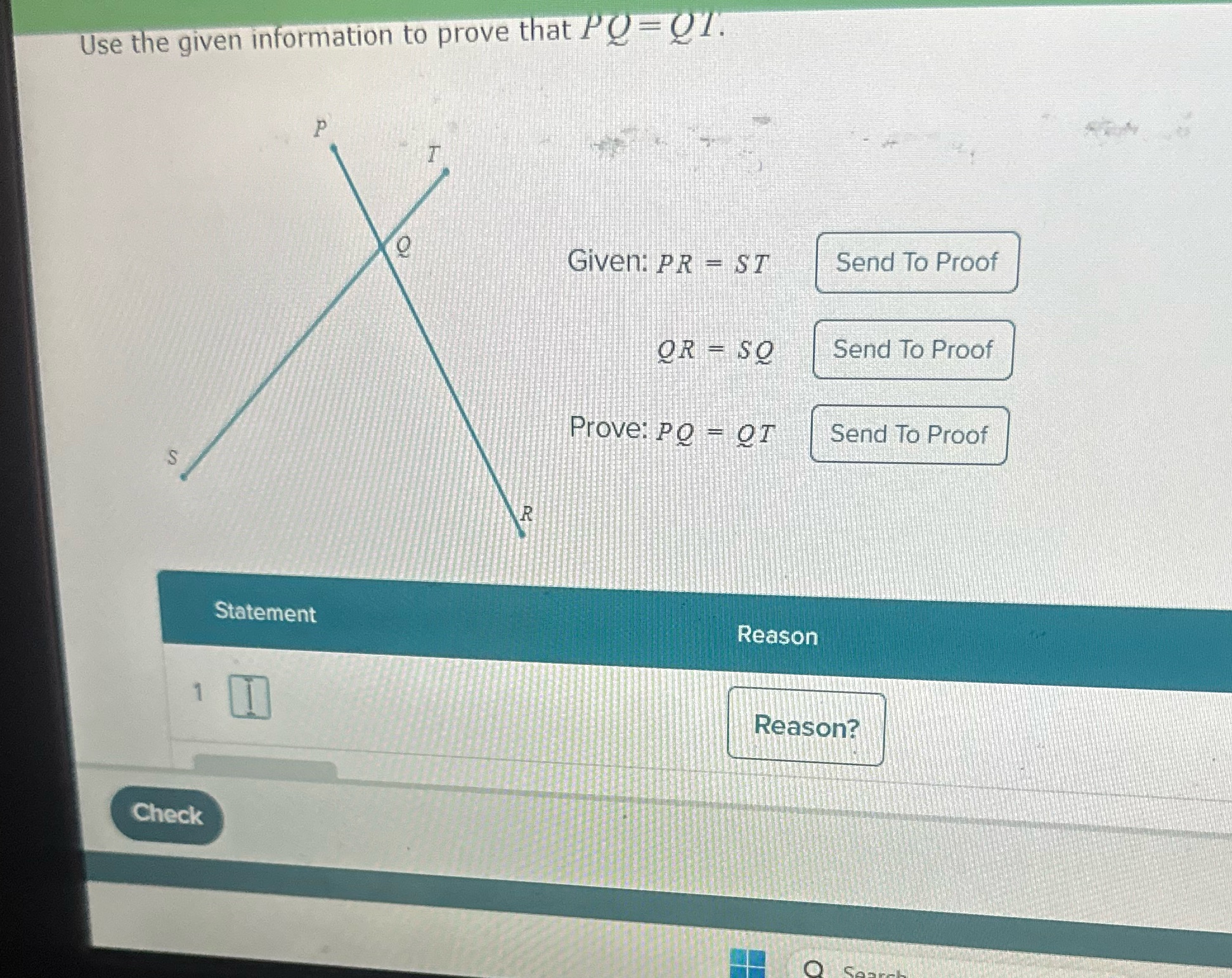 Use the given information to prove that PO = QI.