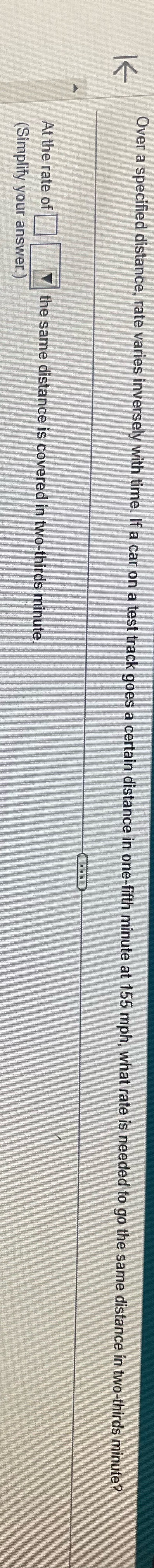 Over a specified distance, rate varies inversely