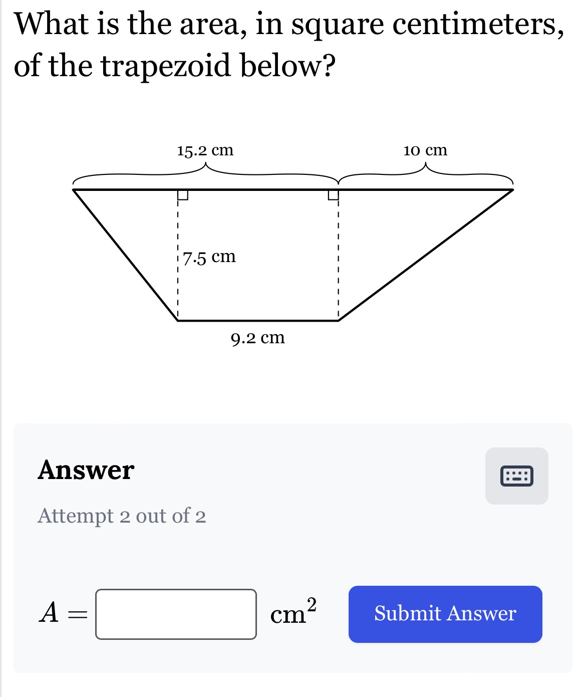 What is the area, in square centimeters, of the