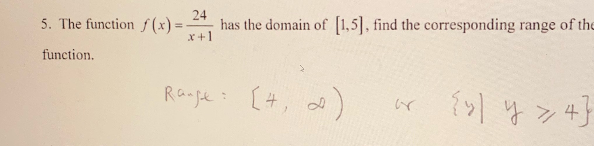 Here is a question and the answer the teacher