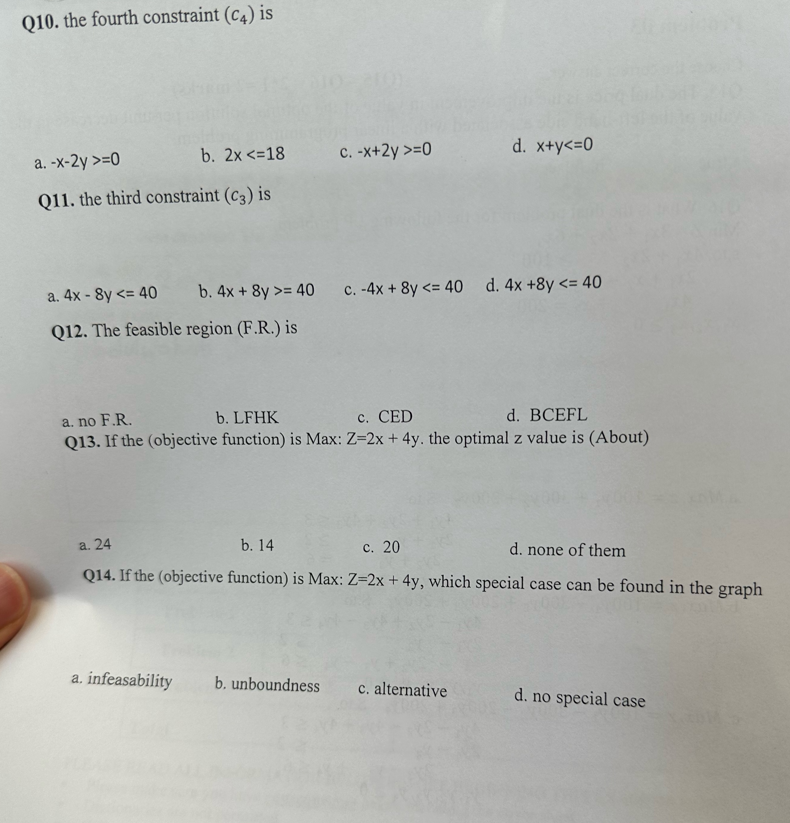 Its operation research, I need the answers Q10.