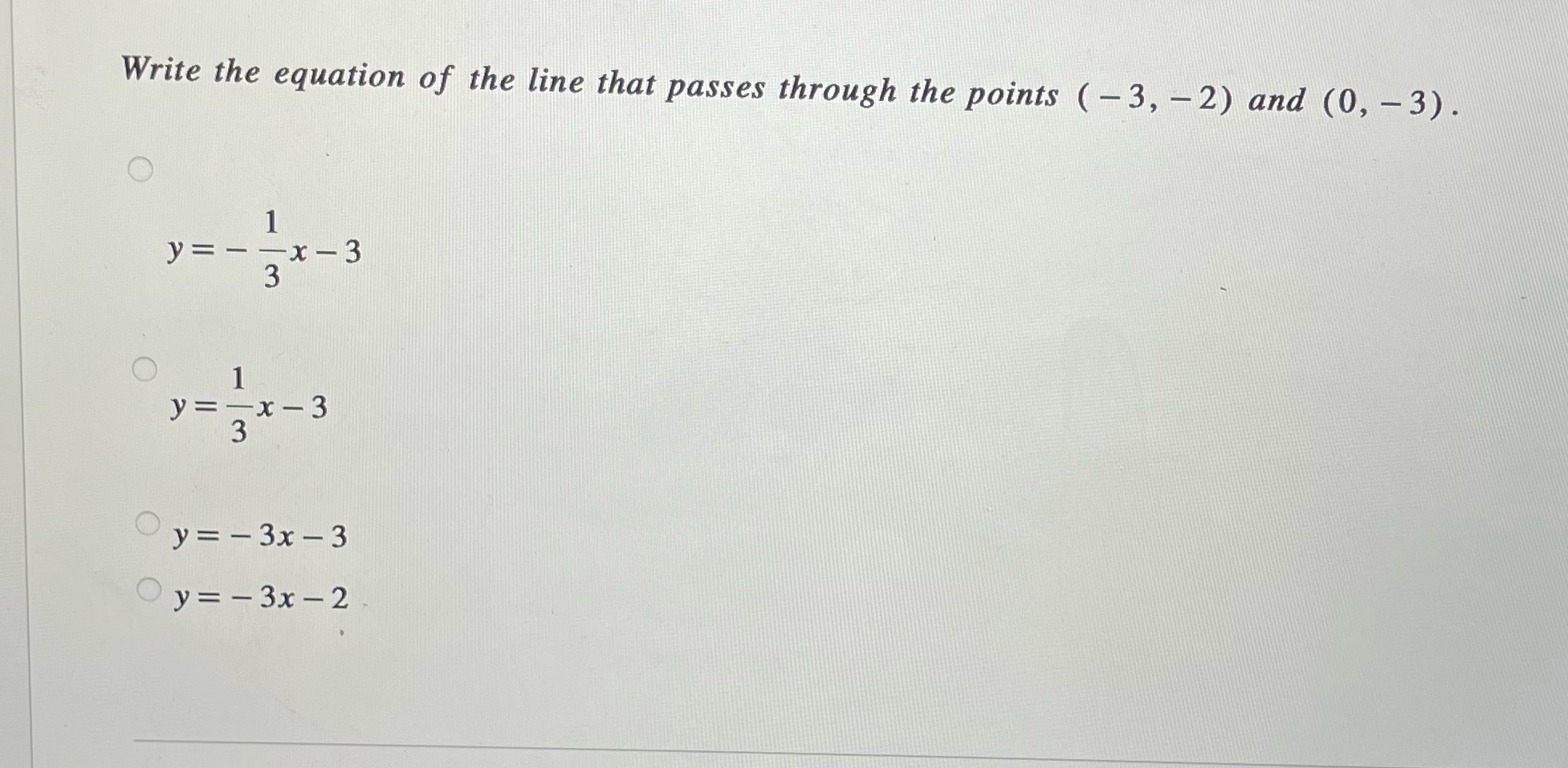 Write the equation of the line that passes